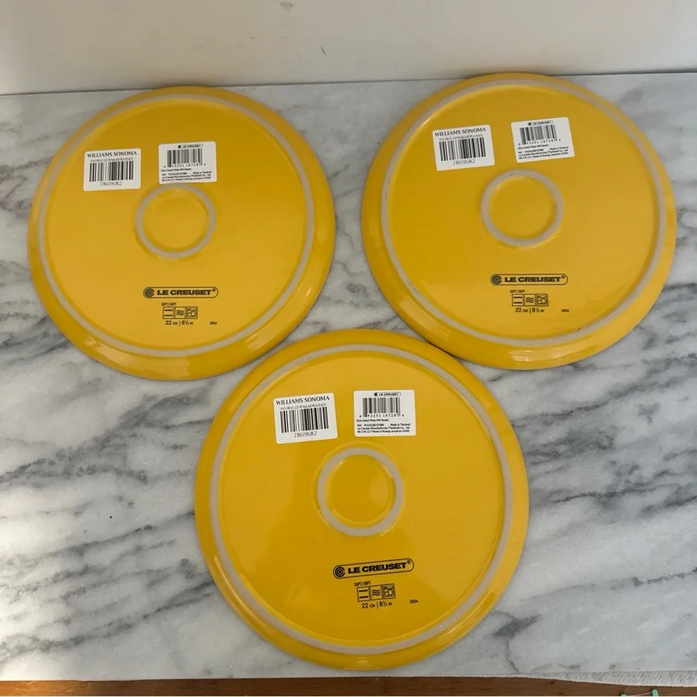 Set of Three le Creuset Yellow lunch Plates NEW NWT